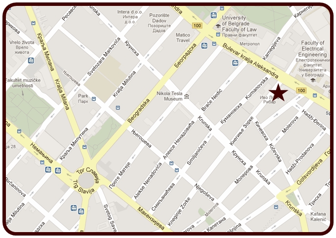 slavija mapa Law office Belgrade Serbia SIMIC Zeljko Advokatska kancelarija  slavija mapa