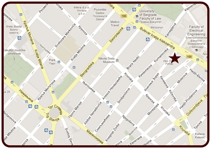 slavija mapa beograda Law office Belgrade Serbia SIMIC Zeljko Advokatska kancelarija  slavija mapa beograda